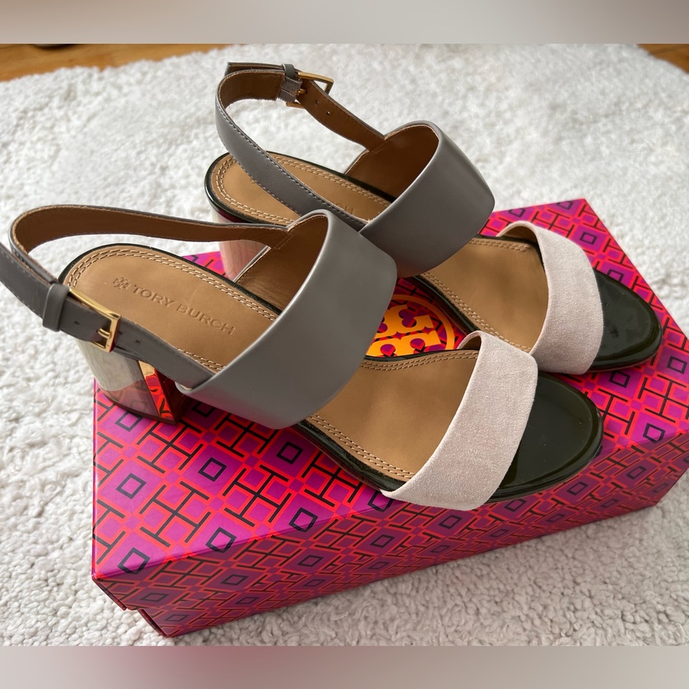 Tory Burch Gigi Leather & Suede Slingback Sandals